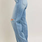 Judy Blue - Mid-rise Tummy Control & Destroy Wide Leg Jean
