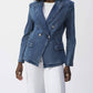 Joseph Ribkoff - Stretch Denim Double-breasted Blazer