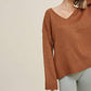 Wishlist - Marled V-neck Sweater With Side Slits