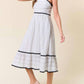 Doe And Rae - Striped Rick Rack Trimmed Tiered Midi Dress