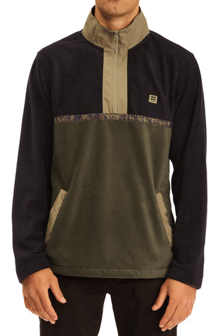Boundary Mock Neck Quarter-Zip Pullover - Dark Olive