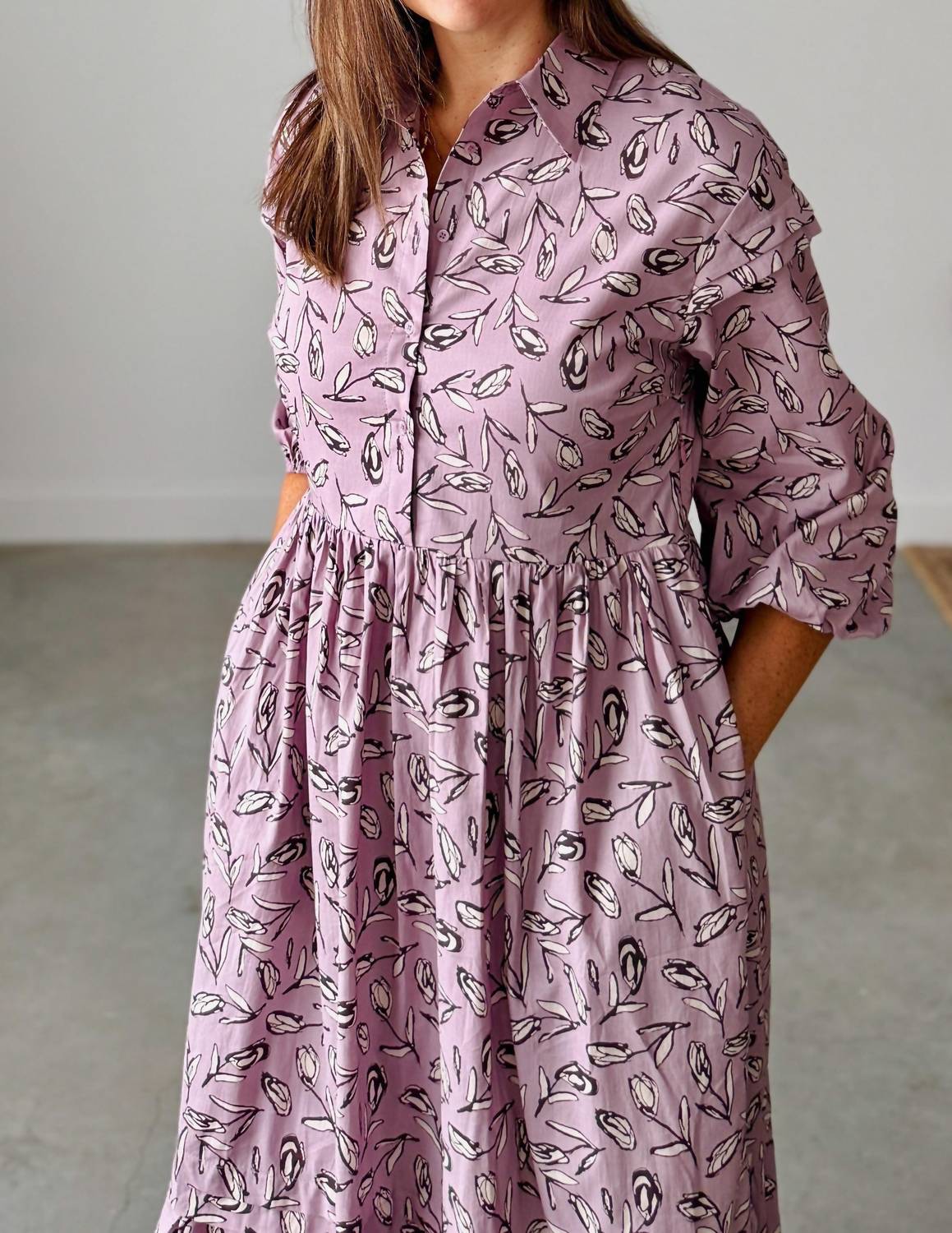 Aureum - Presley Pintuck Midi Shirt Dress