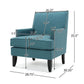 Serenada Upholstered Fabric Club Chair With Nailhead Trim And Tapered Birch Legs