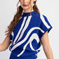 Ee:Some - Curvy Simplistic Swirl Mock Neck Top