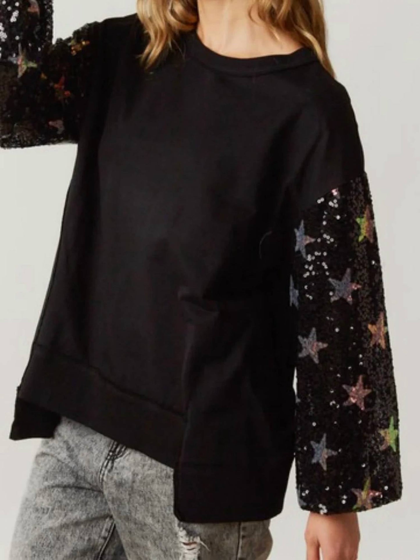 Fantastic Fawn - Sequin Star Oversized Sweatshirt