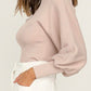 Esley Collection - Lovely mock neckline balloon sleeves top
