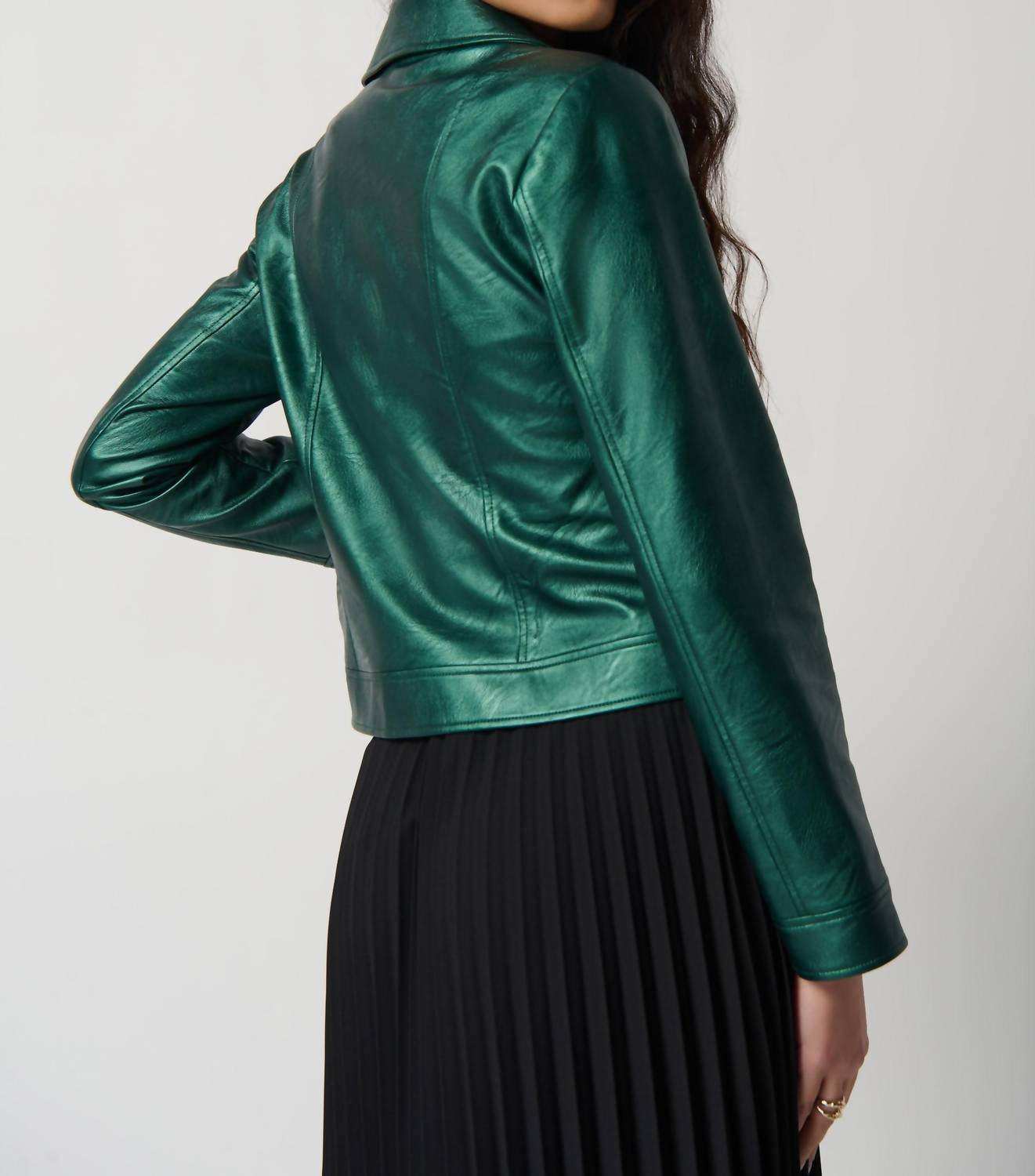 Joseph Ribkoff - Metallic Faux Leather Biker Jacket