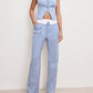 Good American - Twill Suiting Foldover Trouser Pant