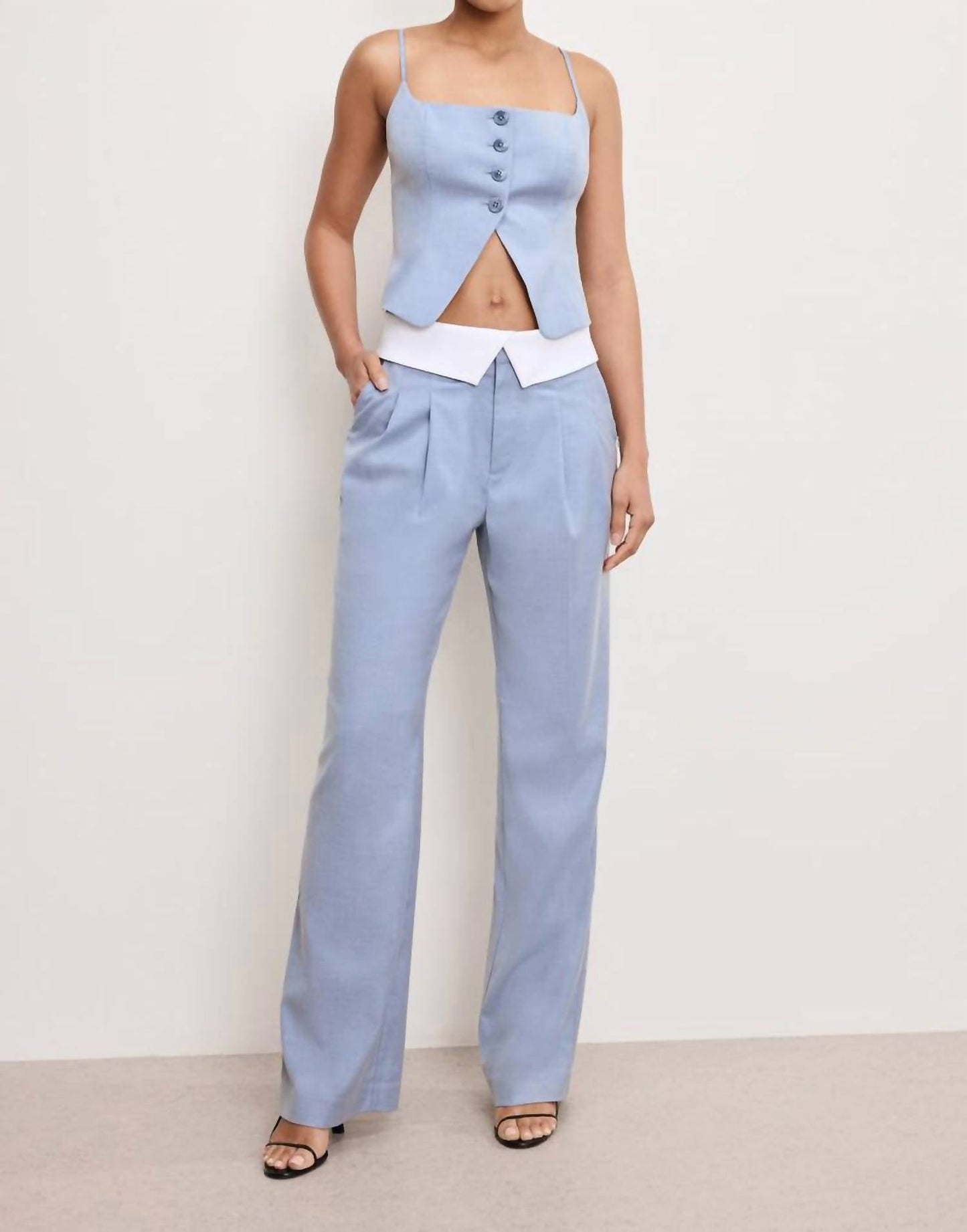 Good American - Twill Suiting Foldover Trouser Pant