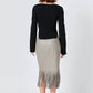 Endless Rose - Faux Leather Fringe Midi Skirt