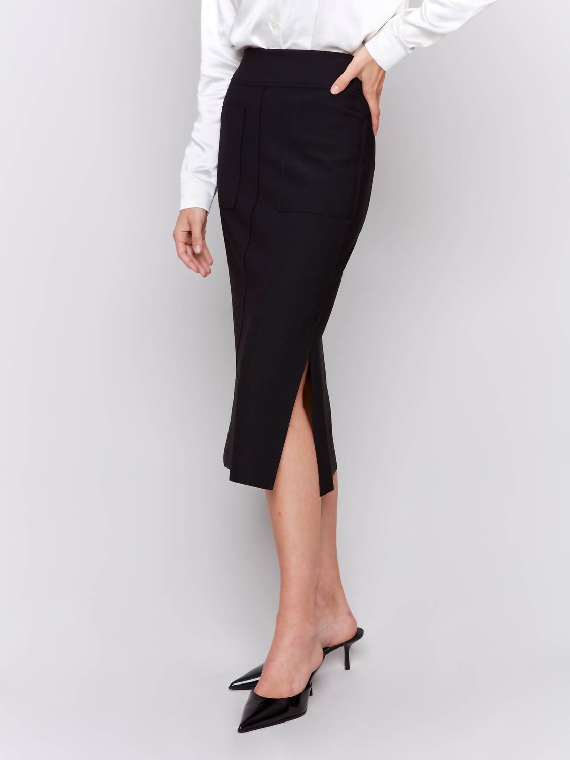 Charlie B - Gutsy Crepe Skirt With Front Patch Pockets