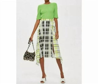 Topshop - Asymmetrical Plaid Midi Skirt