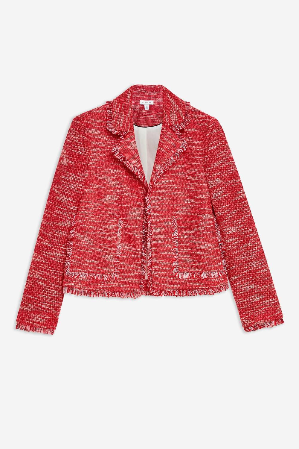 Topshop - Jersey Boucle Open Front Blazer