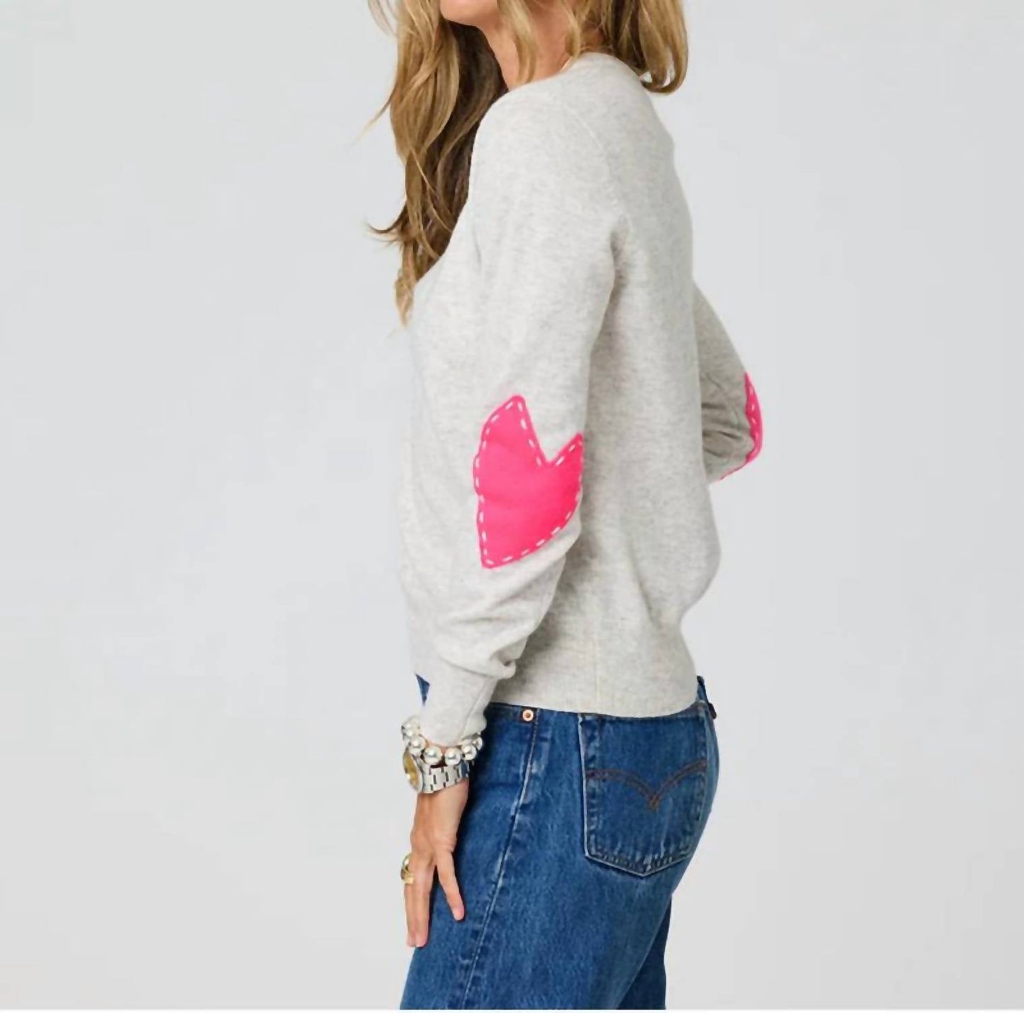Kerri Rosenthal - Boyfriend Heart Patchwork Sweatshirt