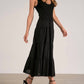 Elan - Sleeveless Tiered Ruffled Hem Woven Knit A-line Dress