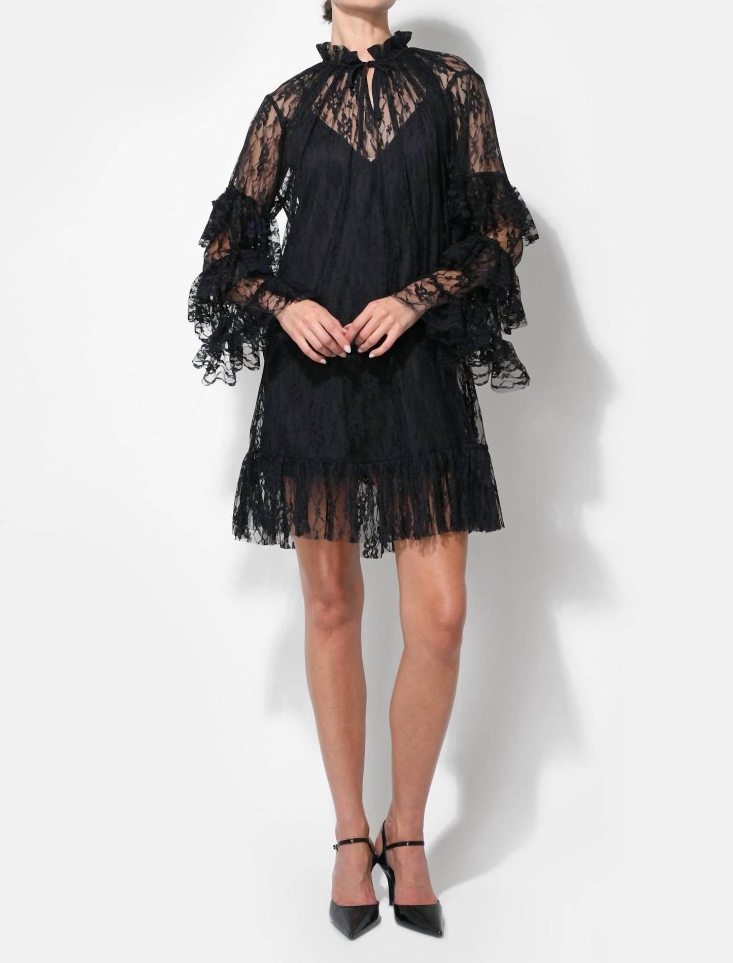 Adelyn Rae - Lorena Lace Ruffled Shift Dress