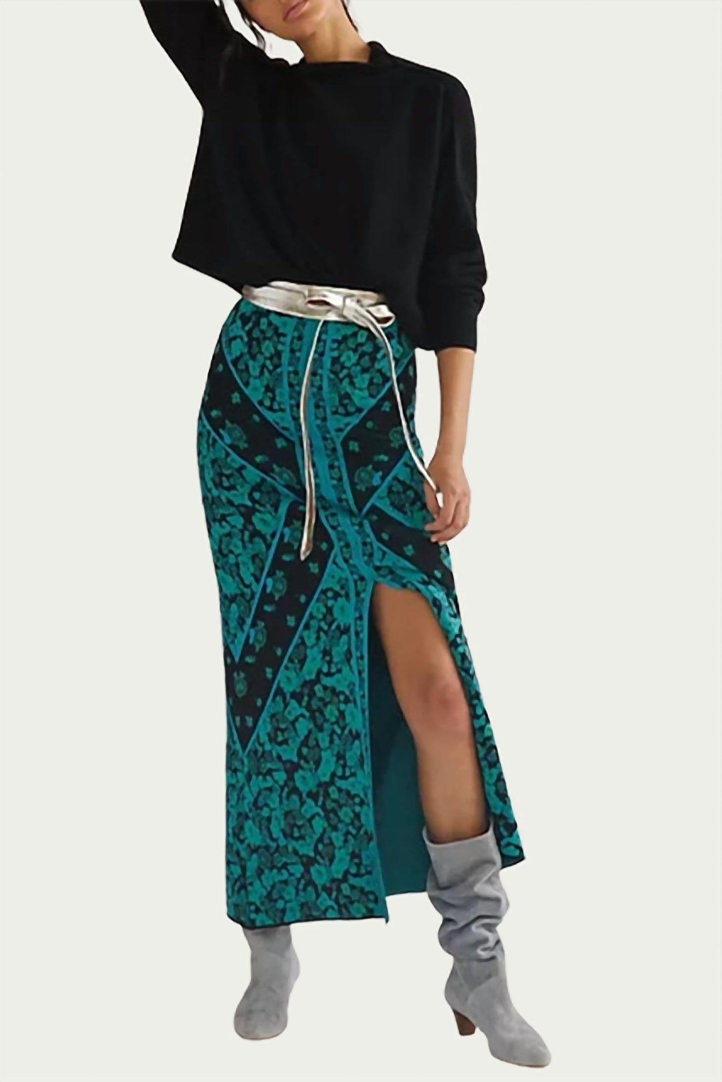 Eva Franco - FLORAL KNIT MIDI SKIRT