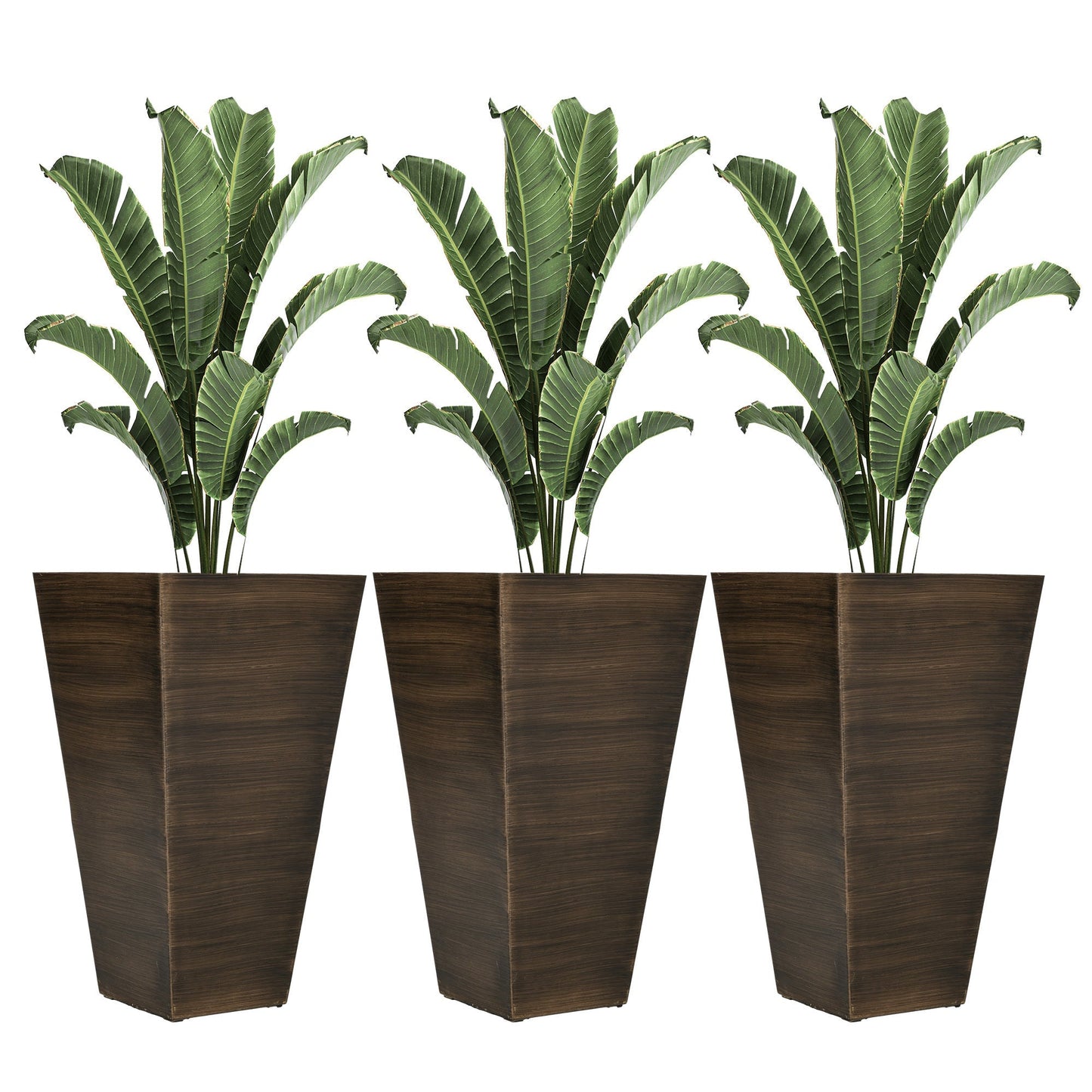 Outsunny 28" Tall Outdoor Planters - Set of 3 Large Tapered Planters