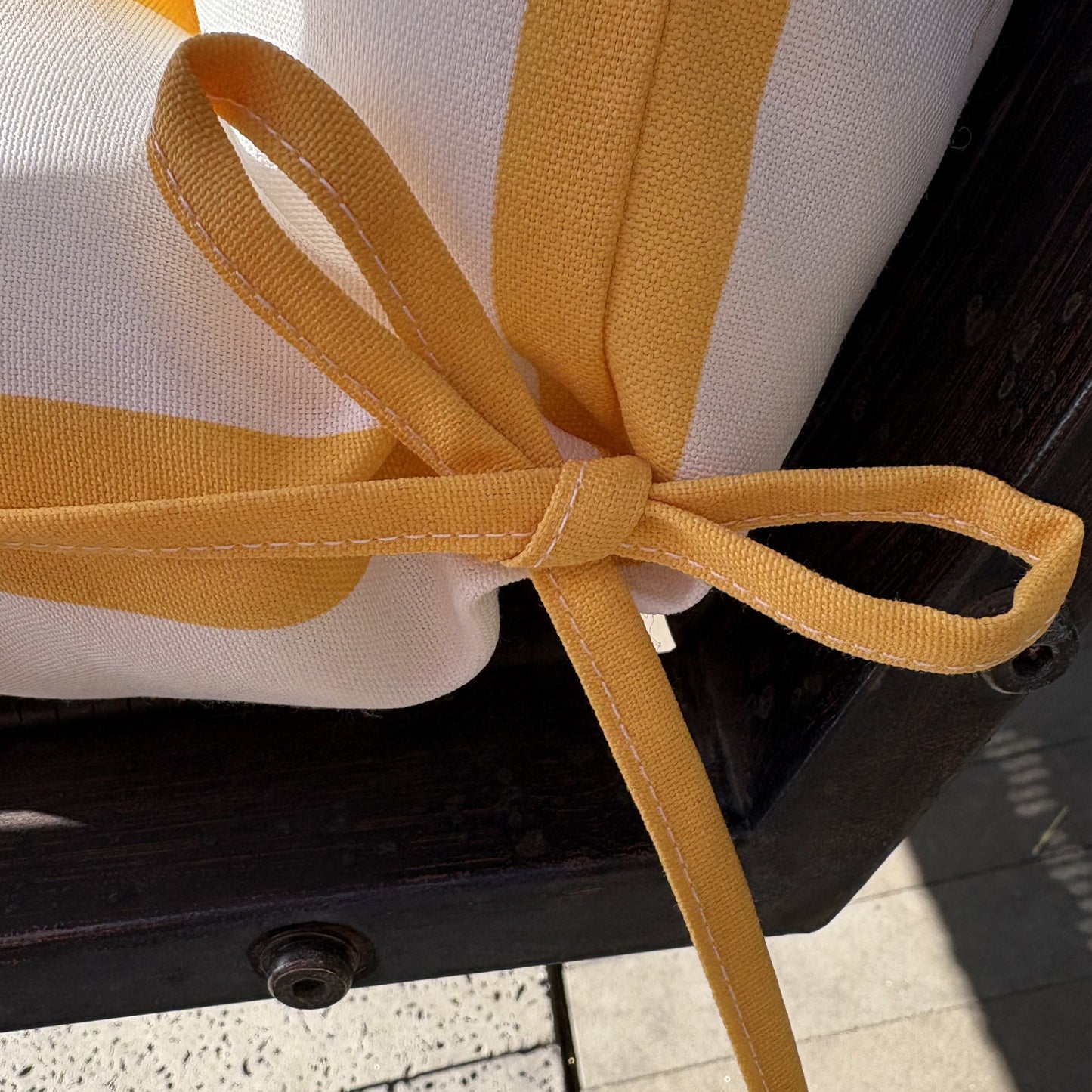 2-Piece High Back Patio Chair Cushion Set, Yellow/White