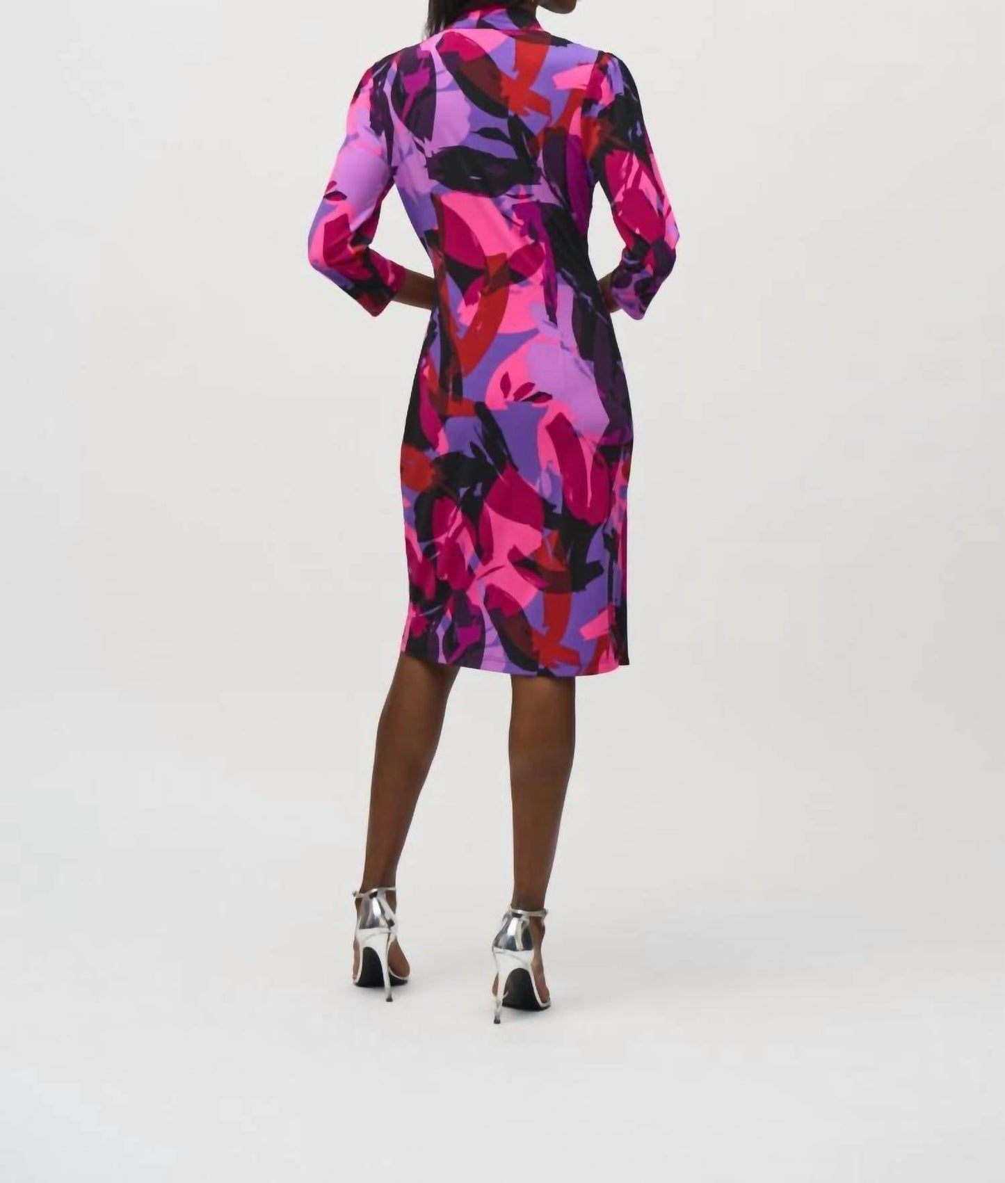 Joseph Ribkoff - Abstract Print Faux Wrap Sheath Dress