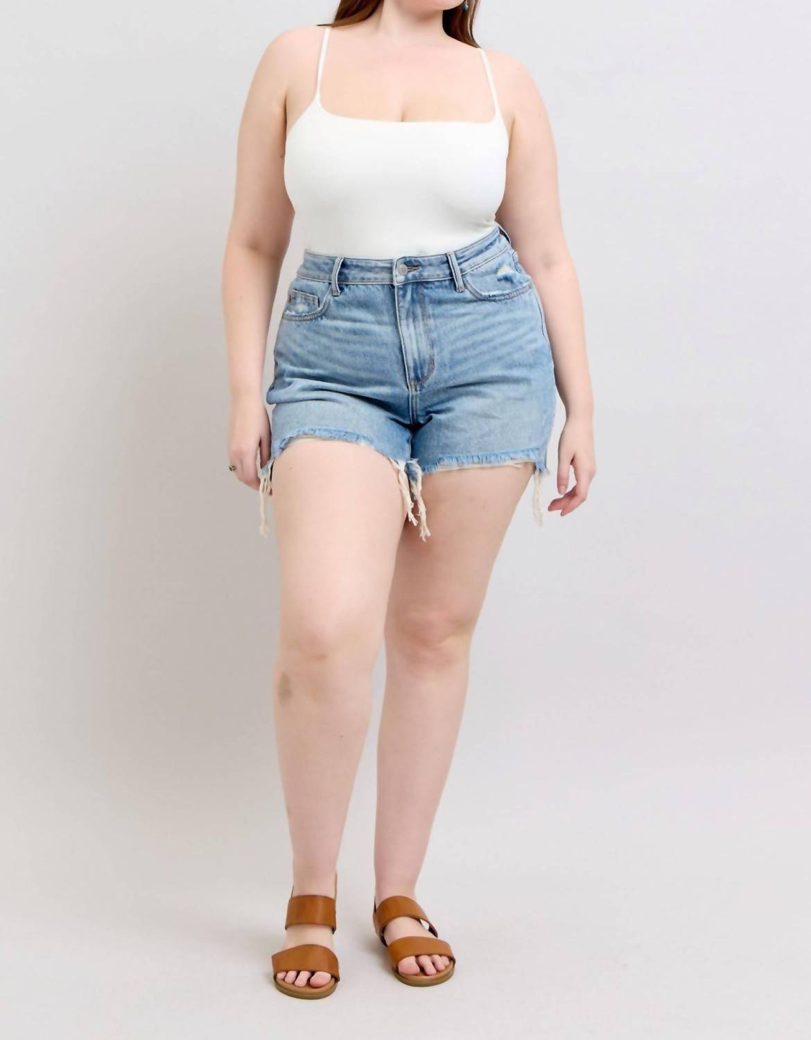Judy Blue - High Waist Rigid Magic Destroy Cut Off Denim Short