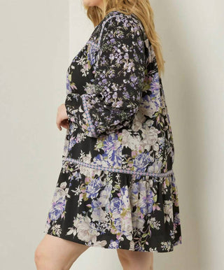 Entro - Floral Print Long Sleeve Mini Dress