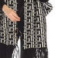 Oolala - Meander Pattern Real Fur Collar Fringe Cape