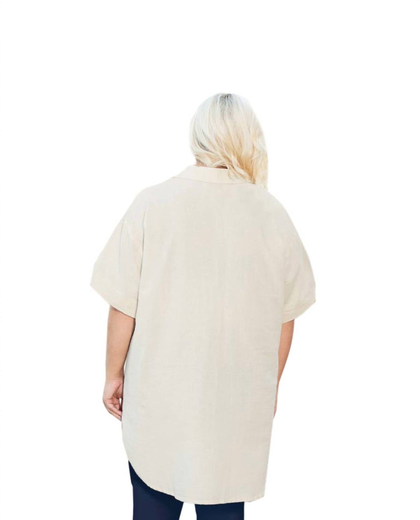 On The Plus Side - Cotton Collar Short Sleeve Kendall Tunic - Plus