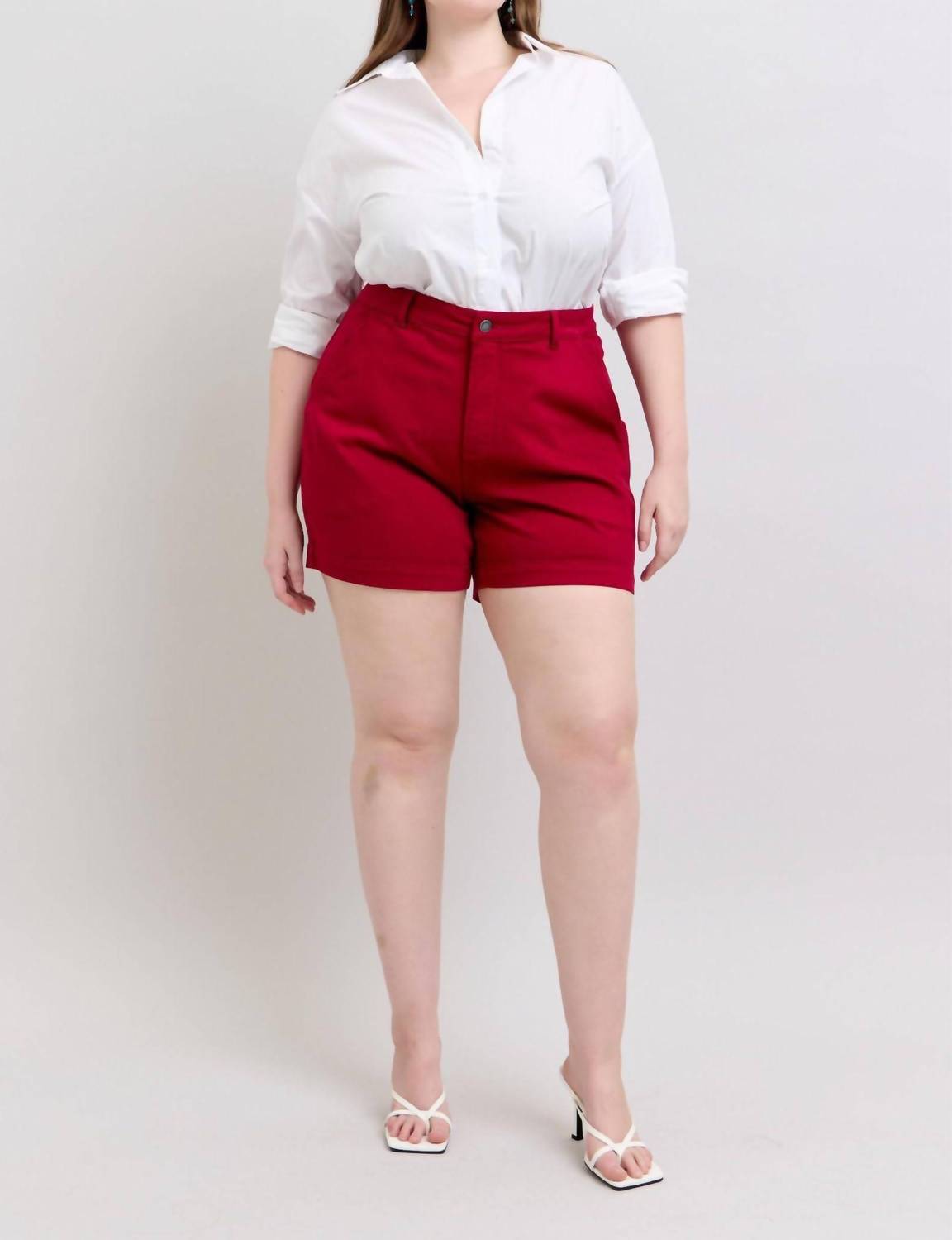 Judy Blue - High Waist Tummy Control Garment Heart Shaped Pocket Trouser Denim Short