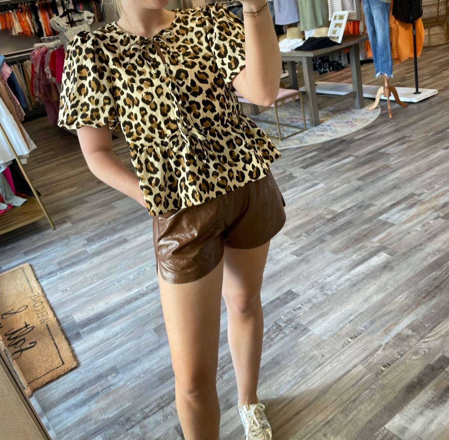 Entro - High Waisted Leather Shorts