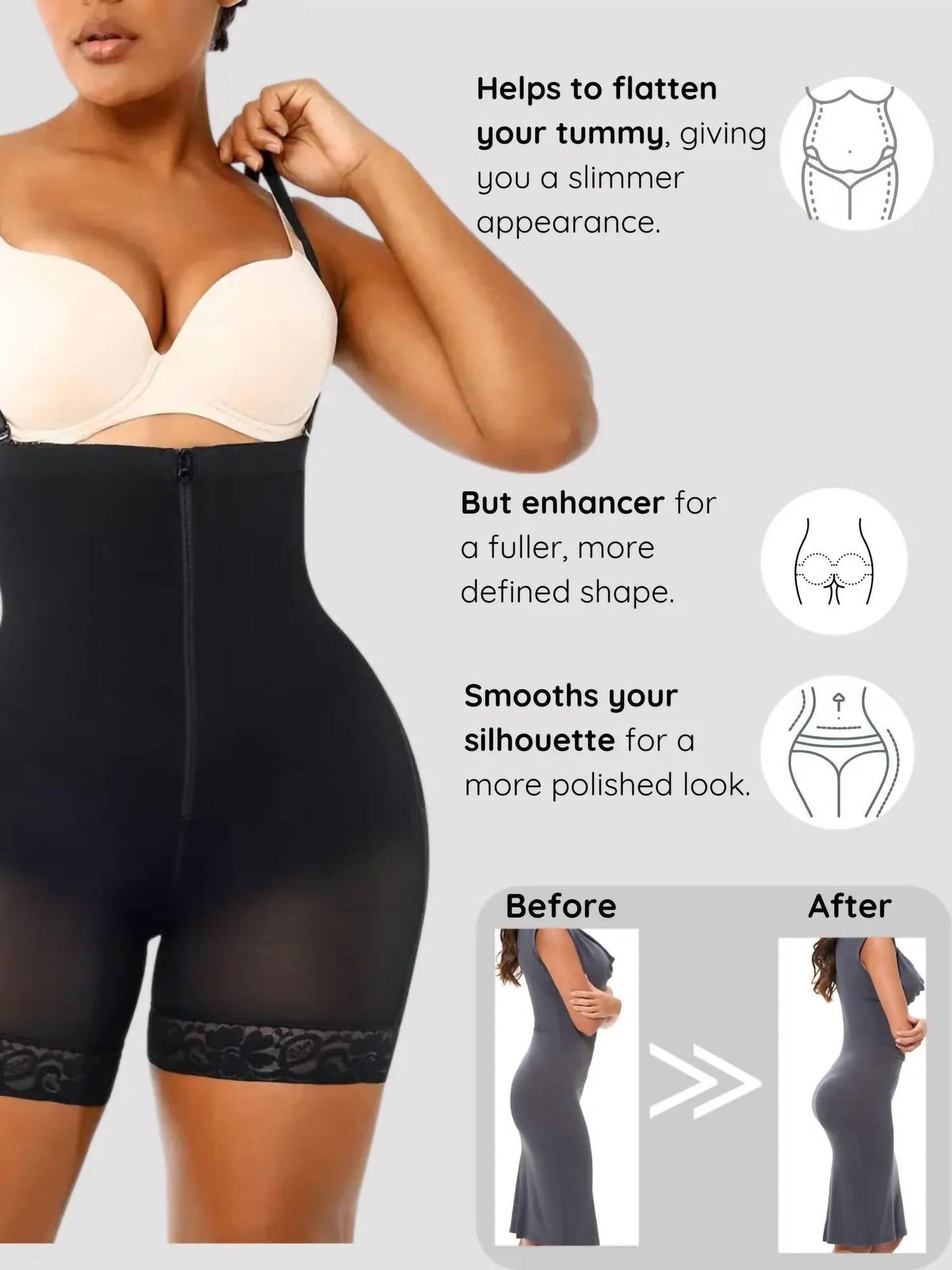 Siluets - Braless Mid-thigh Minimizer Bodysuit – Full Body Shaping & Everyday Comfort