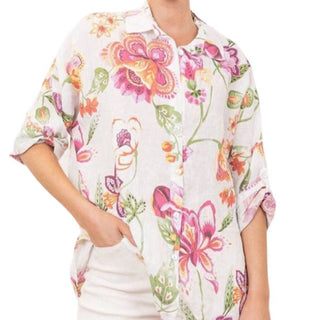 Made In Italy - Floral Linen Blouse