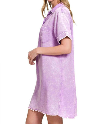 Trendsi - Zenana Tencel Mineral Washed Collared Shirts Dress