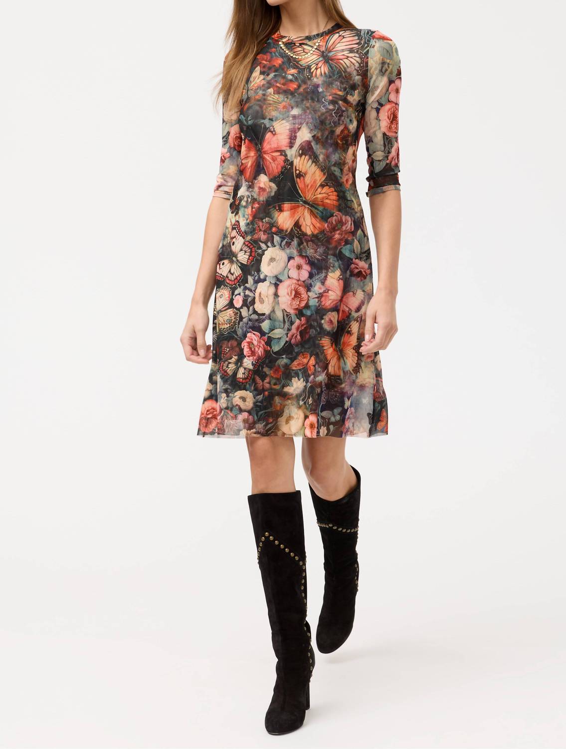 Johnny Was - 3/4 SLEEVE MESH MIDI DRESS