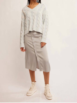 Free People - Washed Cable V-neck Sweater