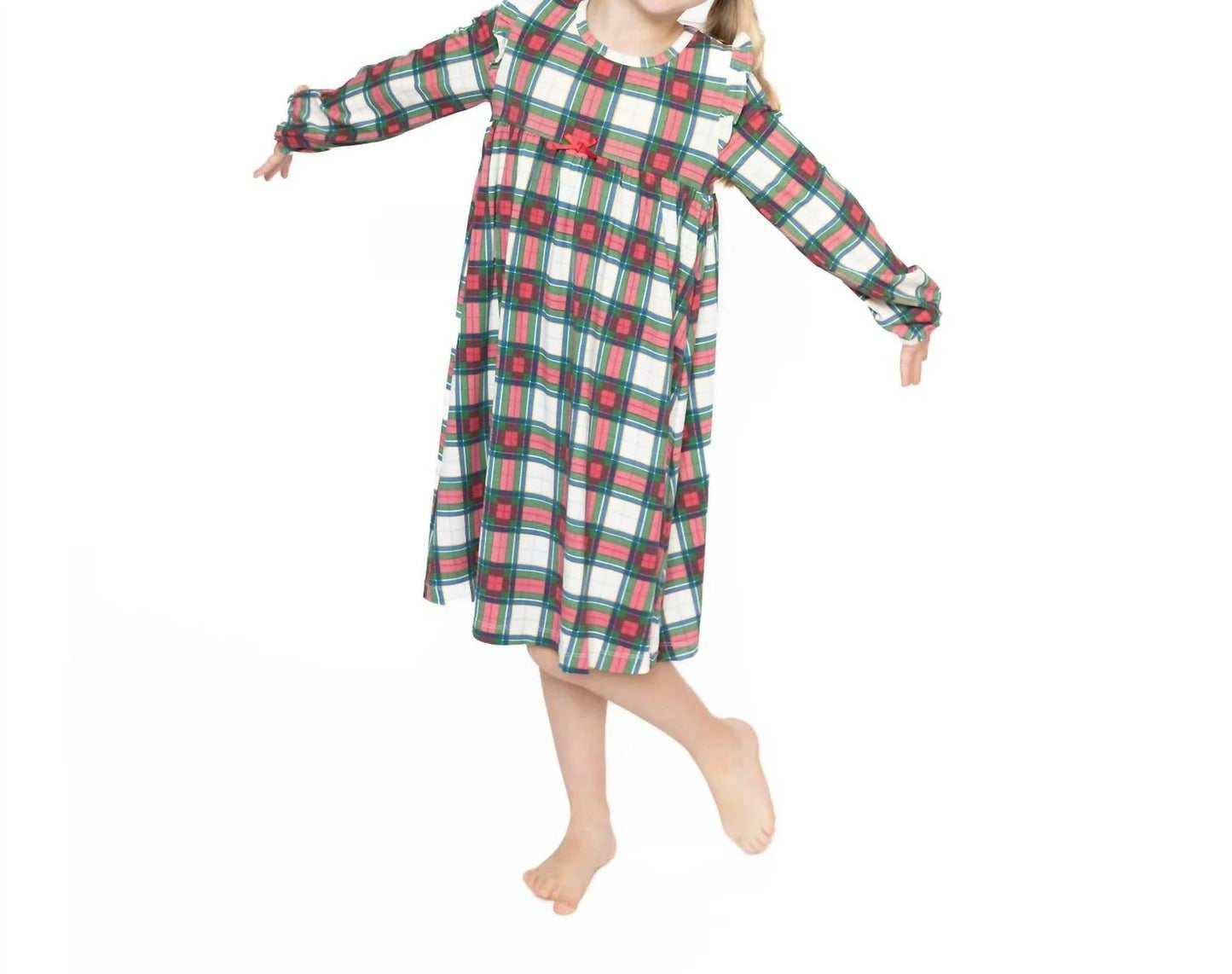 Angel Dear - Girls' Holiday Plaid Loungewear Gown