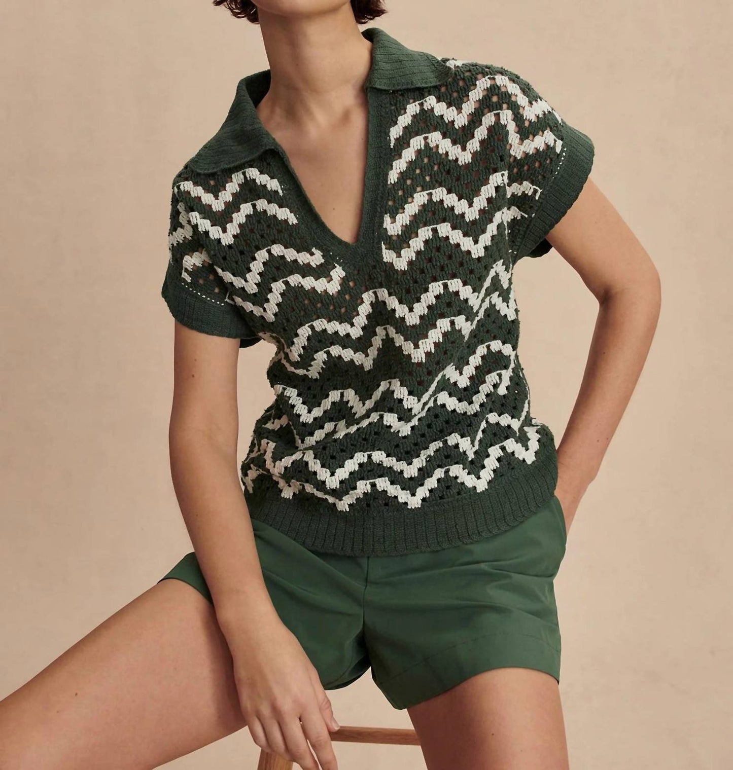 Varley - Joelle Crochet Polo Top