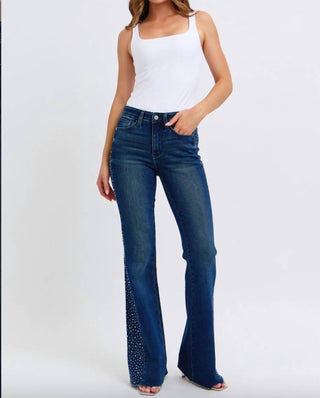 Judy Blue - Women's Rhinestone Side Panel Flare Jeans