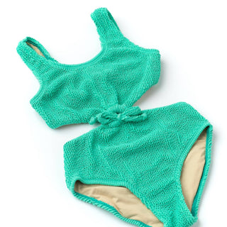 Shade Critters - Girls Crinkle Texured Cinched Ring Monokini Swimsuit