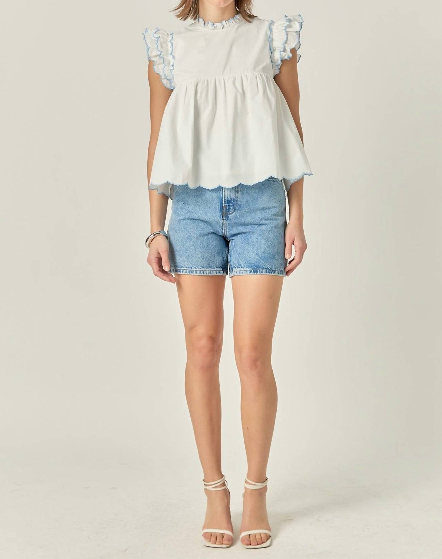 English Factory - Embroidered Scallop Top