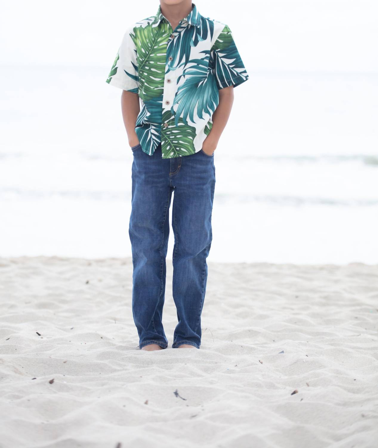 Coradorables - Boys Monstera Short Sleeve "kalani" Aloha Shirt