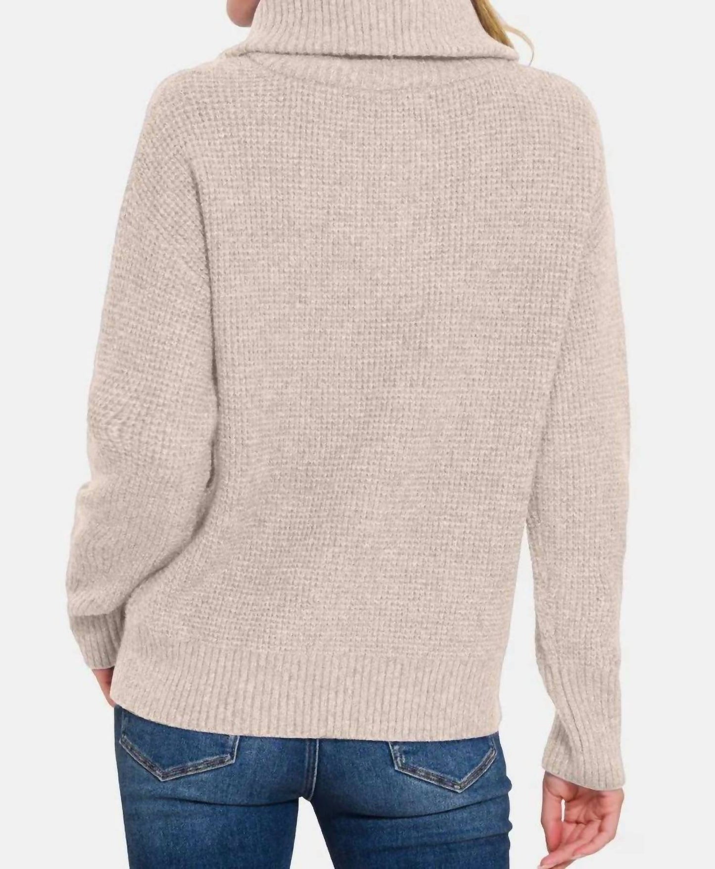 Zenana - Half Zip Long Sleeve Sweater