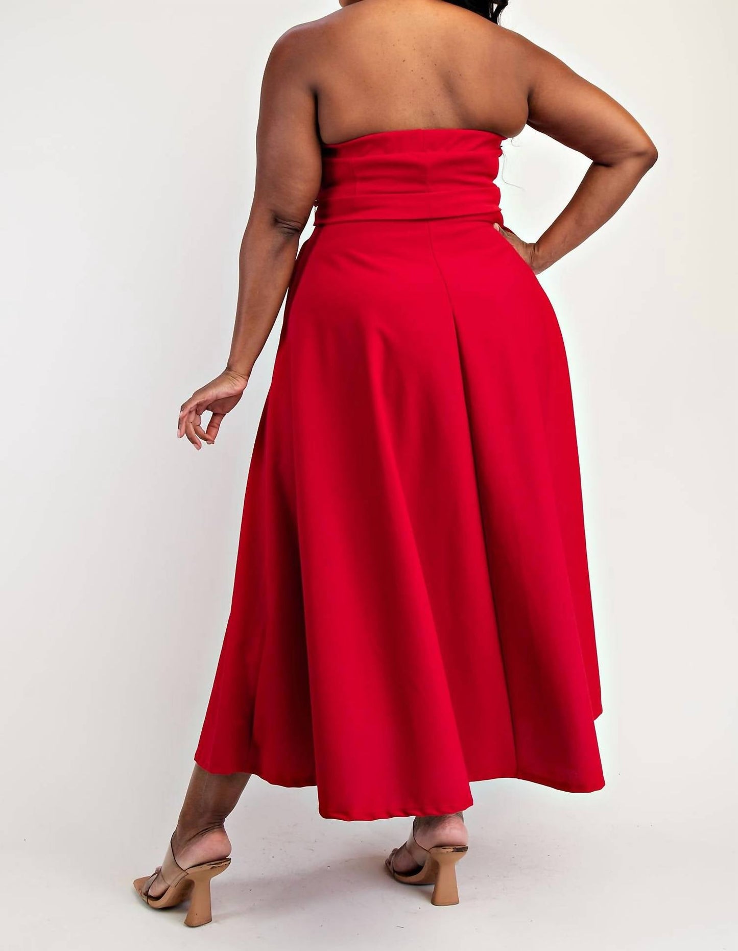 The Curve La - Plus Size Knit Tube Maxi Dress With Self Belt