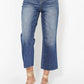Judy Blue - Wide Leg Crop With Back Pocket Embroidery Jeans