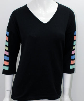 Angel - 3/4 Sleeve Stripe V Neck Top