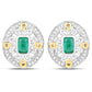 0.69 Carat Genuine Zambian Emerald and White Diamond .925 Sterling Silver Earrings
