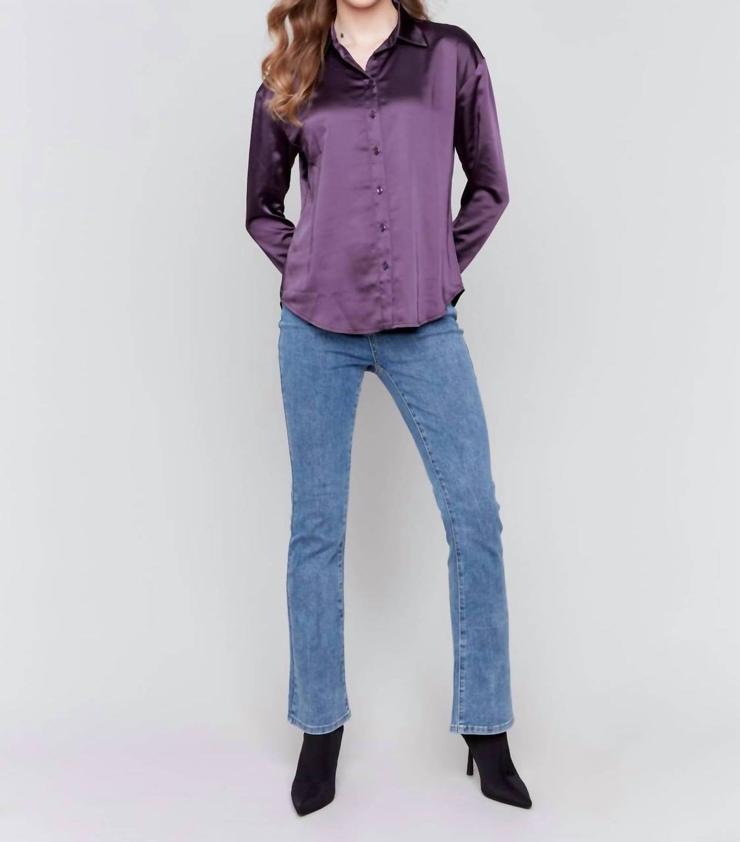 Charlie B - Solid Gutsy Satin Button-Down Shirt