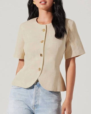 Astr - Saige Cutaway Linen Blend Jacket