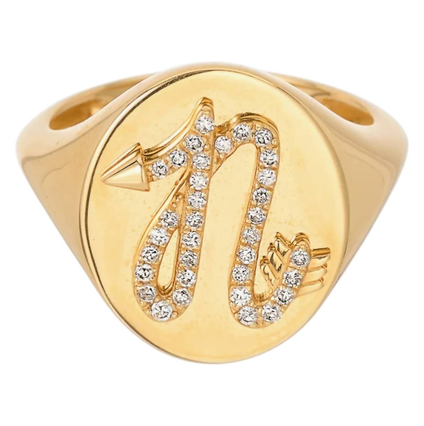 Adina Reyter - Women's Diamond Arrow Initial Signet Ring - N