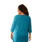 On The Plus Side - Cotton 3/4 Sleeve U-Neck Tee - Plus